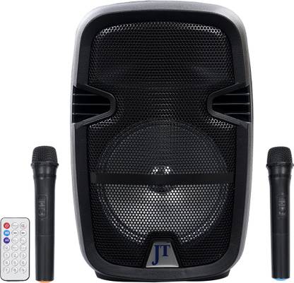 JT Karaoke Bluetooth PA System Portable Rechargeable Trolley Speaker with 2 Wireless Microphone, USB # 60W ( Red) 60 Watt Outdoor PA System