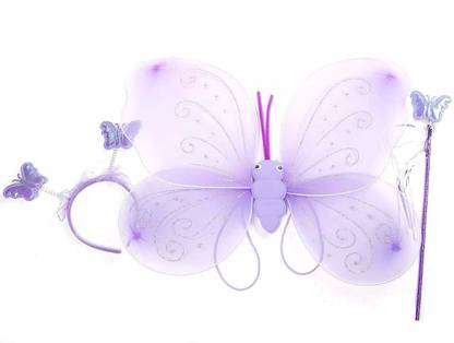 Futurekart Fairy Butterfly Wings Costume for Baby Girl Angel for Birthday Party 3 in 1 Set (Purple)