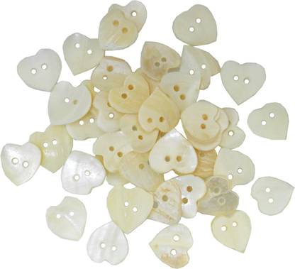 Embroiderymaterial Cream Heart Shape Mother of Pearl Buttons