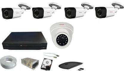CP PLUS 4 bullet 1 dome cctv camera, with 8 channel dvr , 8 channel power supply, 90mtr wirw bundle 1 tb hard disk, 1.3mp dc,bnc cctv camera Security Camera