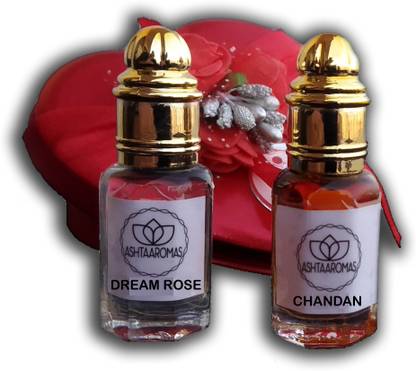 ASHTAAROMAS Combo Of Dream Rose and Chandan Attar ( 8 ML EACH) Herbal Attar