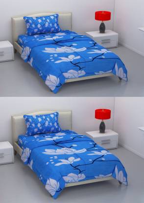 Indian GSM Handloom 144 TC Microfiber Single Floral Flat Bedsheet