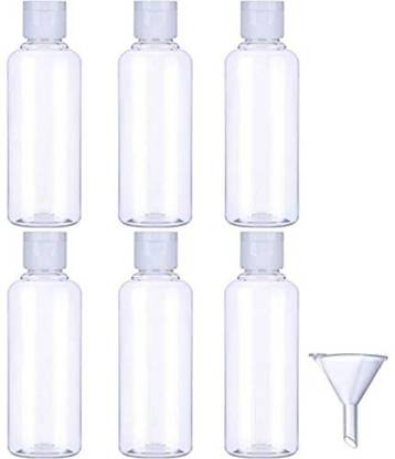 DIY Crafts Transparent Plastic Travel Bottle Set & Small Funnel, 100ml (Pack of 6) 10 ml Bottle