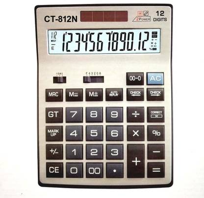 EmmEmm -812N Dual Power Jumbo Size Office Desktop Calculator With 12 Digits Dispaly, Auto Replay & 112 Steps Check n Correct Feature Basic  Calculator