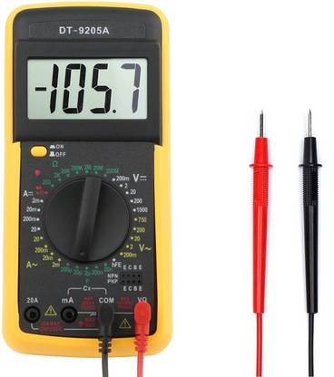 Techtest DT9205A Digital Multimeter Capacitance Multi Meter with Probes Tester Current & Voltage For Measuring AC/DC Voltage, Current, Resistance And Continuity Check Voltmeter Digital Multimeter