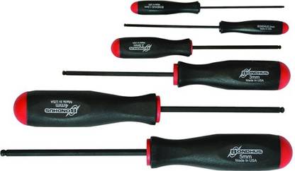 BONDHUS 74686 Set 6 ProHold Ball End Screwdrivers 1.5-5mm Combination Screwdriver Set