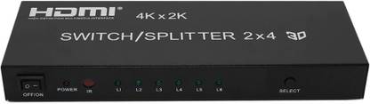 ANDTRONICS HDMI 2x4 Matrix + Audio Extractor HDMI Switch Splitter Converter Switcher With Remote Control 2 in 4 out 4K 3D 1080p v1.4 Media Streaming Device