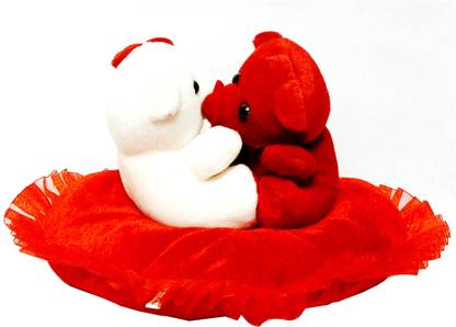 Bluebird ™ Lovely Couple Kissing Teddy Bear with saying I LOVE YOU on pulling them for Specially Valentine Gift #Valentine  - 13 cm