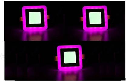 D'Mak 6 Watt White+Pink Exclusive Super Bright Double Color Led POP Ceiling Light,Square Shape Led Color Panel Light | pop ceiling lights for home | double colour light | Pack of 03 Ceiling Light Ceiling Lamp