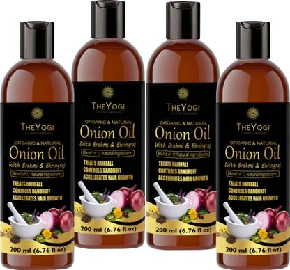 The Yogi Organic Onion Oil with Brahmi & Bhringraj Pack of 4 Hair Oil