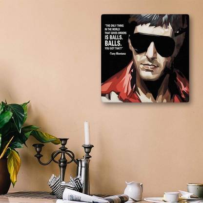 100yellow Tony Montana Canvas Popart With Wooden Frame(10 X 10 Inch.) Canvas 10 inch x 10 inch Painting