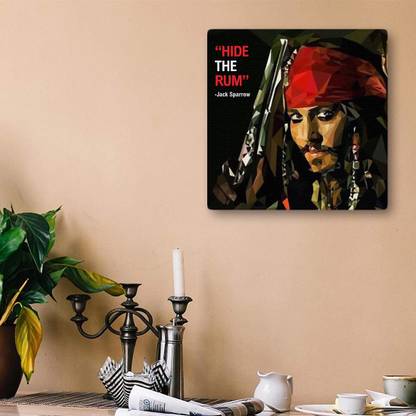 100yellow Jack Sparrow Canvas Popart With Wooden Frame(10 X 10 Inch.) Canvas 10 inch x 10 inch Painting