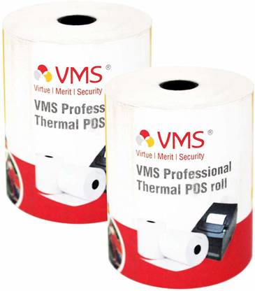 VMS Professional Machine Rolls Thermal Paper Rolls 78mm (Width) x 62mm (Depth) X 50 Mtr (Length) POS Rolls (Set of 2) Ruled 78mm X 62mm X 50 Mtr. 55 gsm Paper Roll