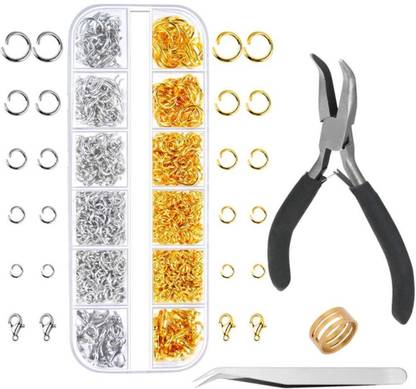 DIY Crafts Jump Rings for Jewelry Making Supplies and Necklace Repair with Jump RingPliers and Open Jump Ring (Silver and Gold)