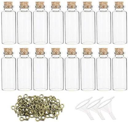 DIY Crafts 20ml Mini Glass Jars Bottles with Cork Stopper, Eye Screws & Funnel(Pack of 99)