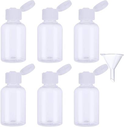DIY Crafts Plastic Air Flight Travel Bottle Set with Small Funnel (50 ml, Pack of 6) 50 ml Bottle