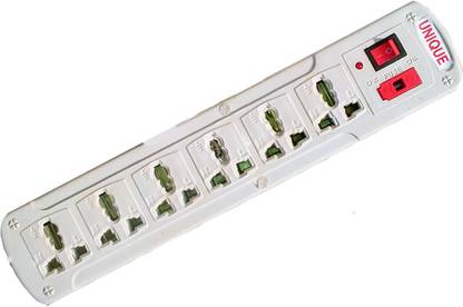 UNIQUE ELECTRIC BOARD EXTENSION CORD 3MTR WIRE WITH FUSE PROTECTION 6  Socket Extension Boards