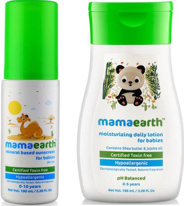 Mamaearth Mineral Based Sunscreen (100 ml) änd nourishing wash for babies (100 ml, 0-5 Yrs)