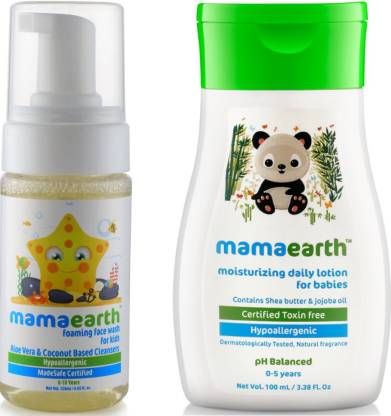 Mamaearth Foaming Baby Face Wash for Kids with Aloe Vera and Coconut Based Cleansers, 120 ml änd nourishing wash for babies (100 ml, 0-5 Yrs)