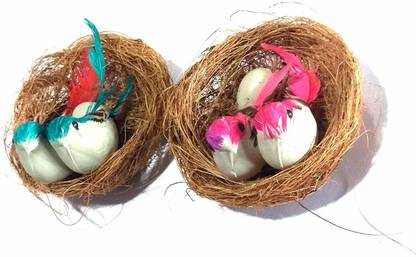 MK Nawani 2 Pic Coir Craft Table Decor Hanging Bird Nest Size- 9x9x3