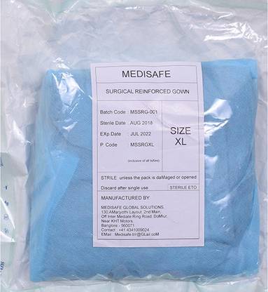 Medisafe Disposable Surgical Reinforced Gown (Large) Gown Hospital Scrub
