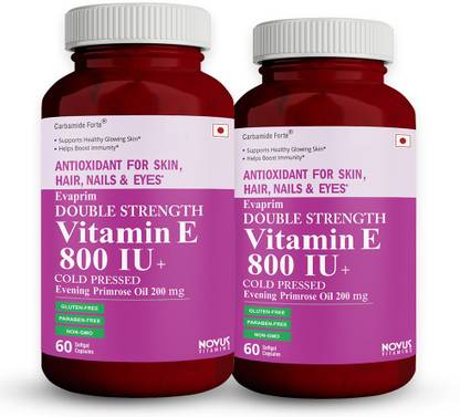 CARBAMIDE FORTE Vitamin E 800 IU & Evening Primrose Oil 200mg for Skin, Face, Hair Growth & Eyes