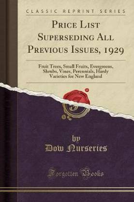 Price List Superseding All Previous Issues, 1929