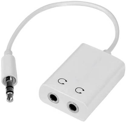 LIFEMUSIC White Double 3.5mm Male to 2 Dual Female Audio Headphone Earphone Splitter Cable Phone Converter