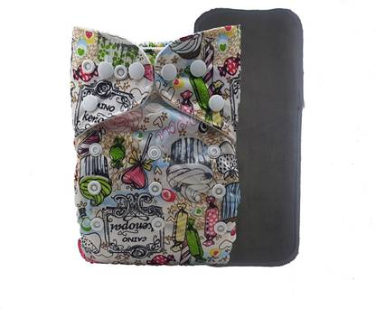 NABHASYA Printed Cloth Diaper with Free Bamboo Charcoal Insert-Kids Bash-Free Size