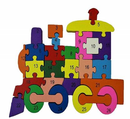 Kesha Spree Wooden Train Puzzle- 26 Letter Alphabet Learning Block Puzzle for Nursery Kids (A-Z)_(Train)