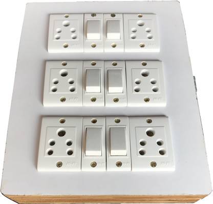 Engarc Electric Extension Wooden Board (6 Sockets,6 Switch) 5A 3 Meter Wire 6  Socket Extension Boards