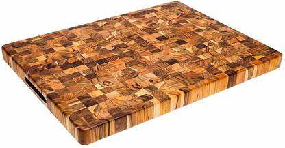 BOIS ART Extra Large Teak End Grain Chopping Board - Rectangle Cutting Board with Hand Grip (18 x 12 x 1.25 in.) Wood Cutting Board