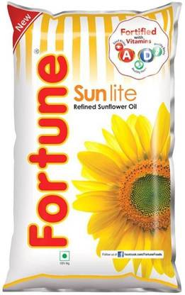 FORTUNE Refined Sunflower Oil 1L (Pack of 3) By PadelaSuperStore Sunflower Oil Pouch