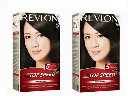 Revlon Top Speed Hair Colour Natural Black 70 Pack Of 2 , Brown