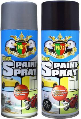 Generox Hawk Silver and Gloss Black Acrylic Based Spray Paint 400 ml (Set of 2) Multicolor Spray Paint 400 ml