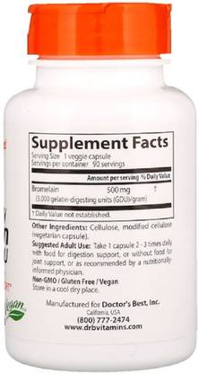 Doctor's Best Best 3000 GDU Bromelain, 500 mg, 90 Veggie Caps