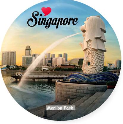 PEACOCKRIDE Love Singapore-Merlion Park Fridge Magnet Pack of 1