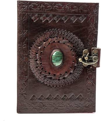 iHandikart iHandikart Leather Handmade Paper Notebook Diary (2035-Brown Color With Lock And Gemstone) 2035 1-Part Leather Journal