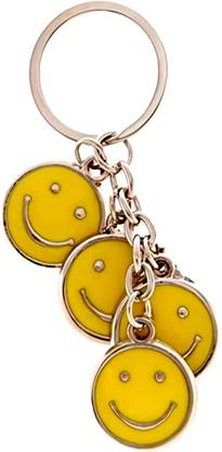 MGP FASHION Smiley Emoji Smiling Face Emoticon Yellow Metal Keychain for Car Bike Men Women Keyring Key Chain