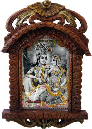 Indian Gift Emporium Radha Krishna Photo Frame Wooden Jharokha Gift 136 Decorative Showpiece  -  48.26 cm