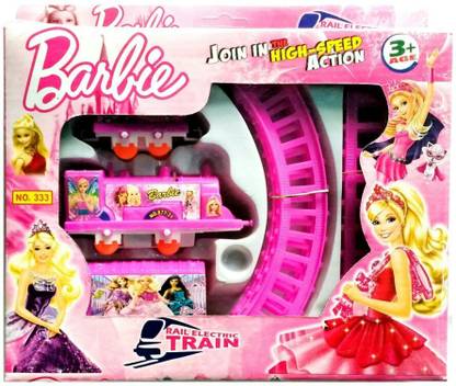 Three Mask Barbie High Speed Train Play Set For Kids - Pink ( Battery Not Included )