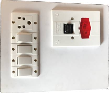 SAIFPRO Heavy Duty Electric Switch Board 4 Switches,1 Sockets,1 DP A 6 A Three Pin Socket