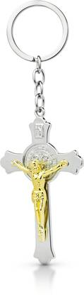 Three Shades Jesus Christ Keychain for Jesus Devotees in Lovely Silver & Gold Combination Key Chain
