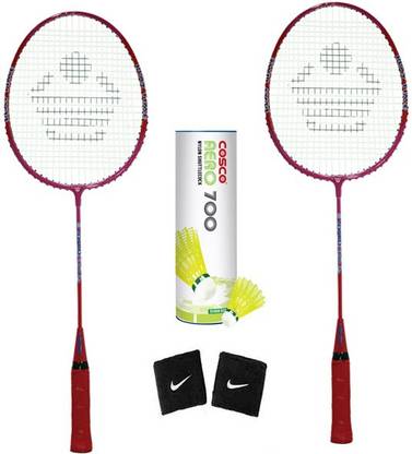 COSCO Kids Badminton Racket Kit- (2 Racket, 6 Nylon Shuttle, 2 Wrist Band) (Color on Availability) Badminton Kit