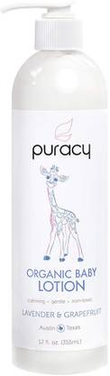 Puracy Organic Baby Lotion - The BEST Calming Moisturizer - Gentle - Non-Toxic - Nourishing - Lavender & Grapefruit - 12 Ounce Bottle