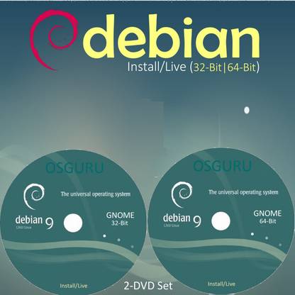 osguru DEBLIVE Debian 9.X (Latest Version) Bootable 2-DVD Set Live/Install/Upgrade/Repair (32-Bit, 64-Bit)