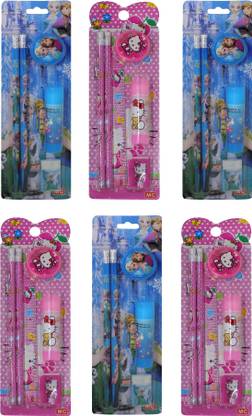 FULLY Stationery Set Full Stationery Set For Students, Stylish Kid Accessories For Boys And Girls, Stationery Kit Items For School Going Kids, Perfect Return Gift For Birthday Parties For Girls, Set Of 6, Pack Of 1 Art Plastic Pencil Box