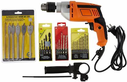 Tools Centre 13 mm Drill Machine with Reverse/Forward and Speed Control Facility & Kinds Of Drill Set. Pistol Grip Drill