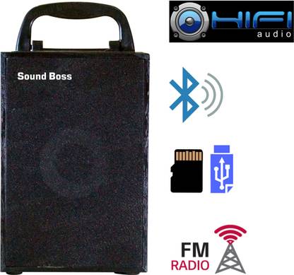 Sound Boss WOODEN WIRELESS POWERFUL STEREO SD/USB/FM 10 W Bluetooth Speaker