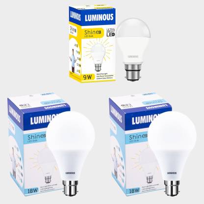 LUMINOUS 9 W, 18 W Round B22 LED Bulb